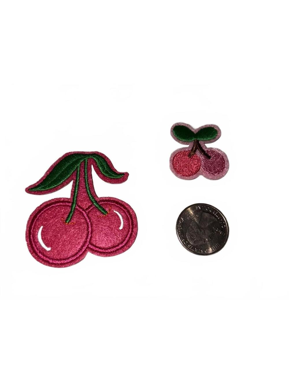 Set of 2 Cherry Embroidered Iron-On Patches - Picture 2 of 2